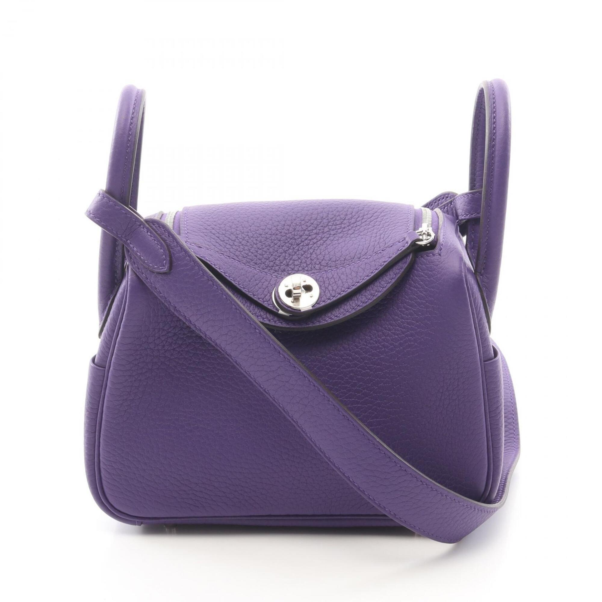 Hermes Lindy Mini 2-Way Shoulder Bag/Handbag, Leather, Calfskin (Cowhide), Taurillon Clemence Women's, Purple — New - Store Return