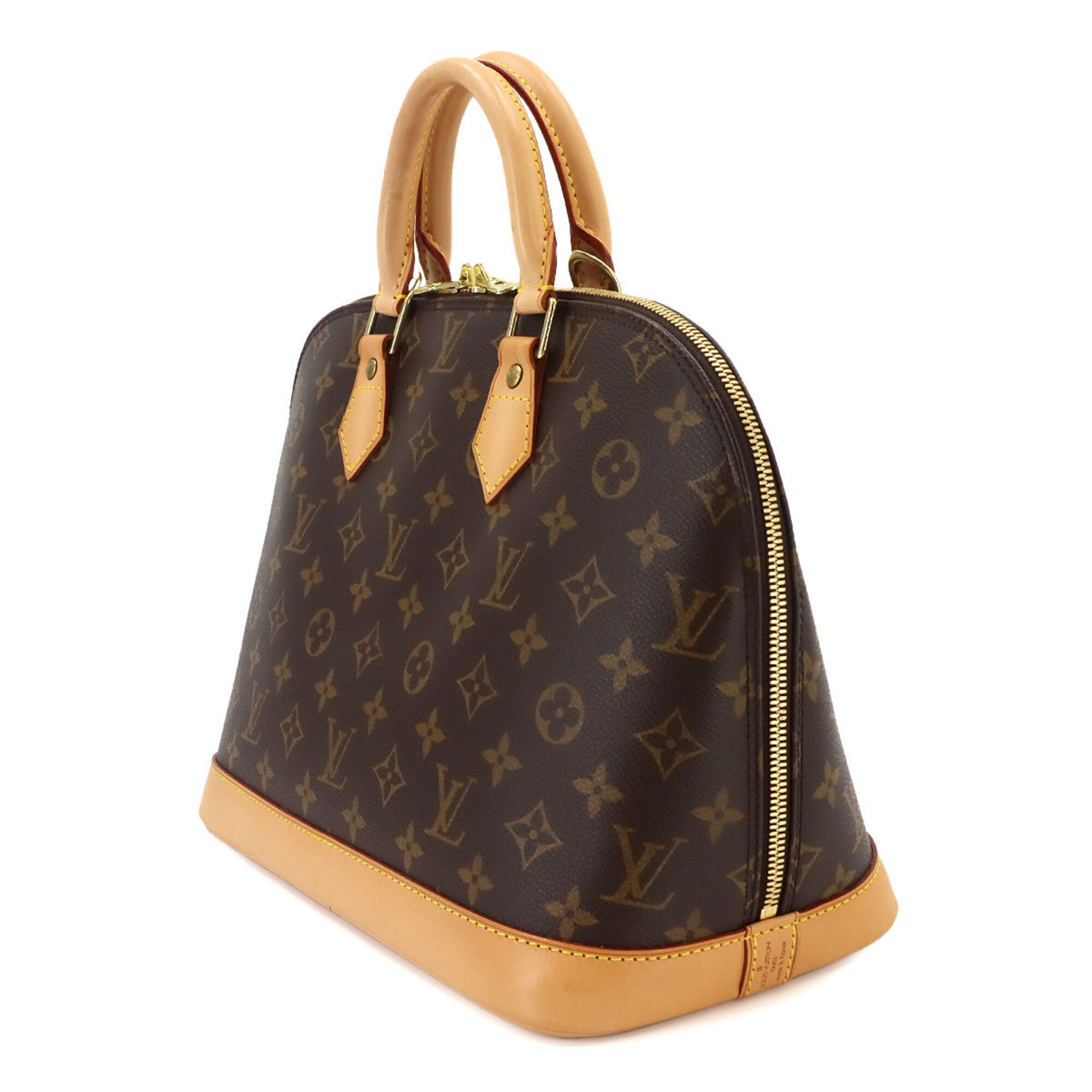 Louis Vuitton Monogram Alma Handbag, Brown, M51130, Gold Hardware — Like New