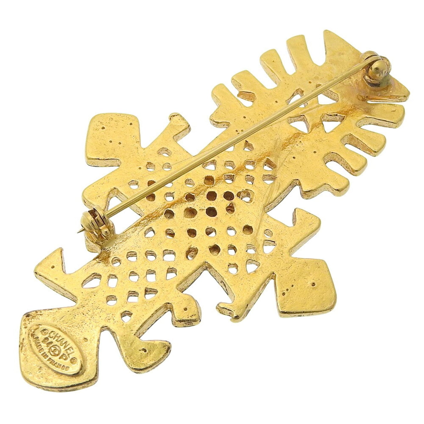 CHANEL Cross Brooch 94P GP Gold with Coco Mark