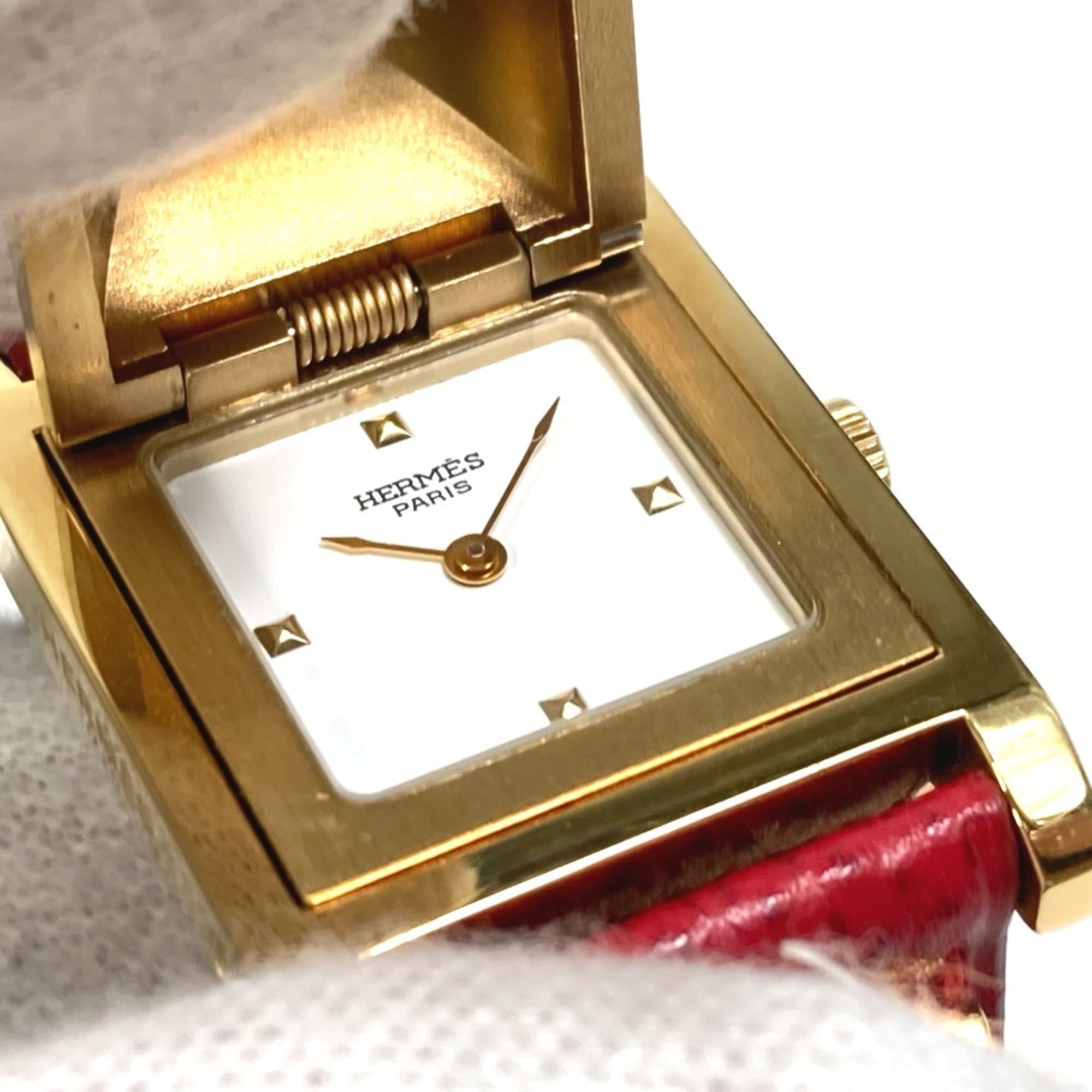 HERMES Medor Quartz Watch GP Leather Ladies Gold S-220909-9 — Good