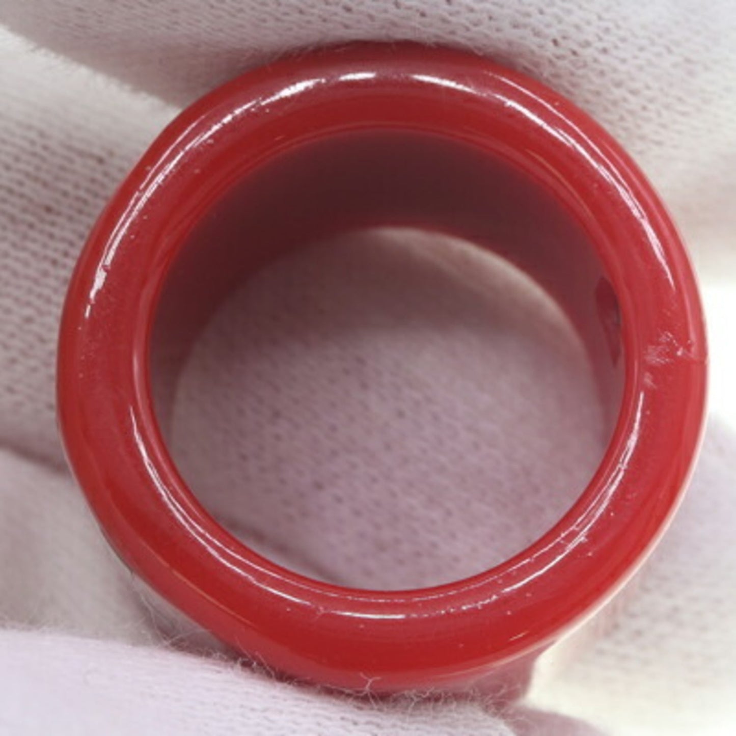 Chanel Ring, Red Plastic, 01A, 2001 Model, US Size 6.5/12, Coco Mark, Women's, CHANEL