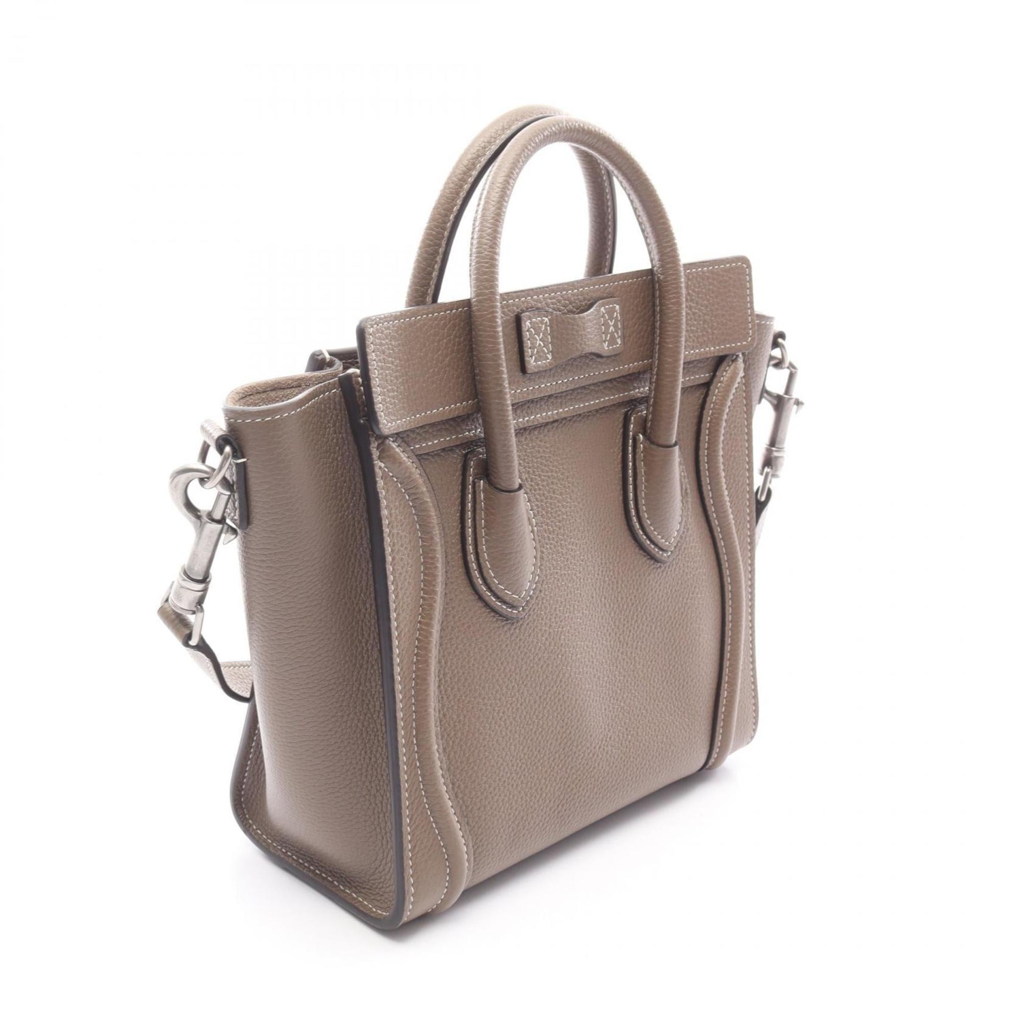 Celine Luggage Nano Shopper Handbag, Leather, Women's, Gray