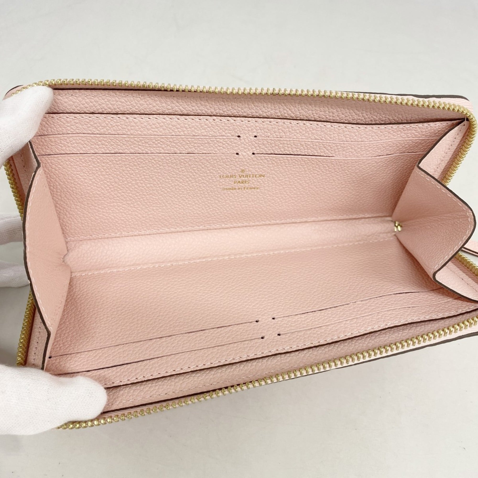 Louis Vuitton Monogram Empreinte Portefeuille Clemence Long Wallet M61265 Rose Ballerine Women's