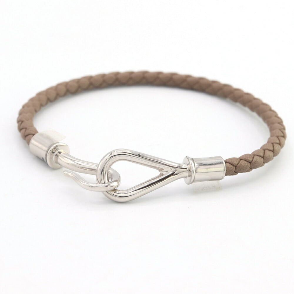 Hermes Hermès Jumbo H Etoupe Leather and Metal Bracelet for Men Women — Like New