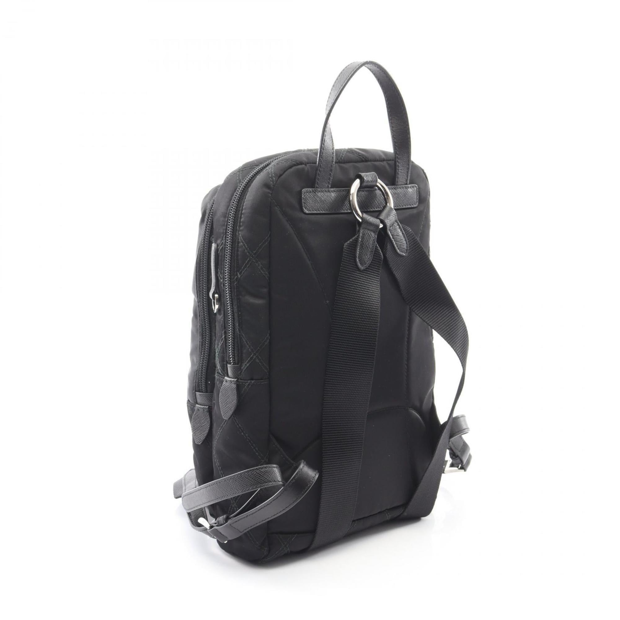 Prada TESSUTO IMPUNTU Backpack, Nylon and Leather, Women's, Black