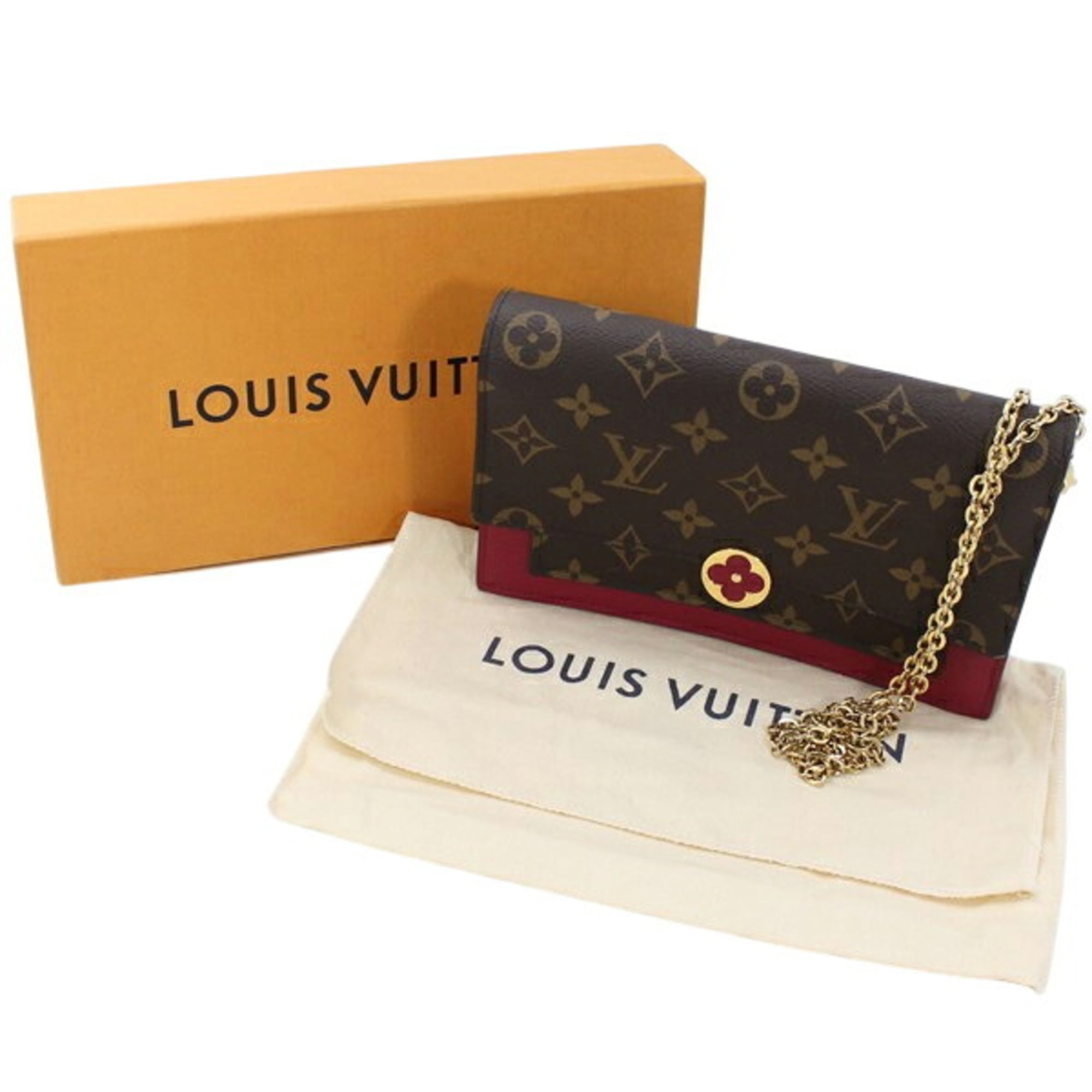 LOUIS VUITTON Chain Wallet Shoulder Bag Monogram Portefeuille Flore M67404 Women's KM3319 — Like New