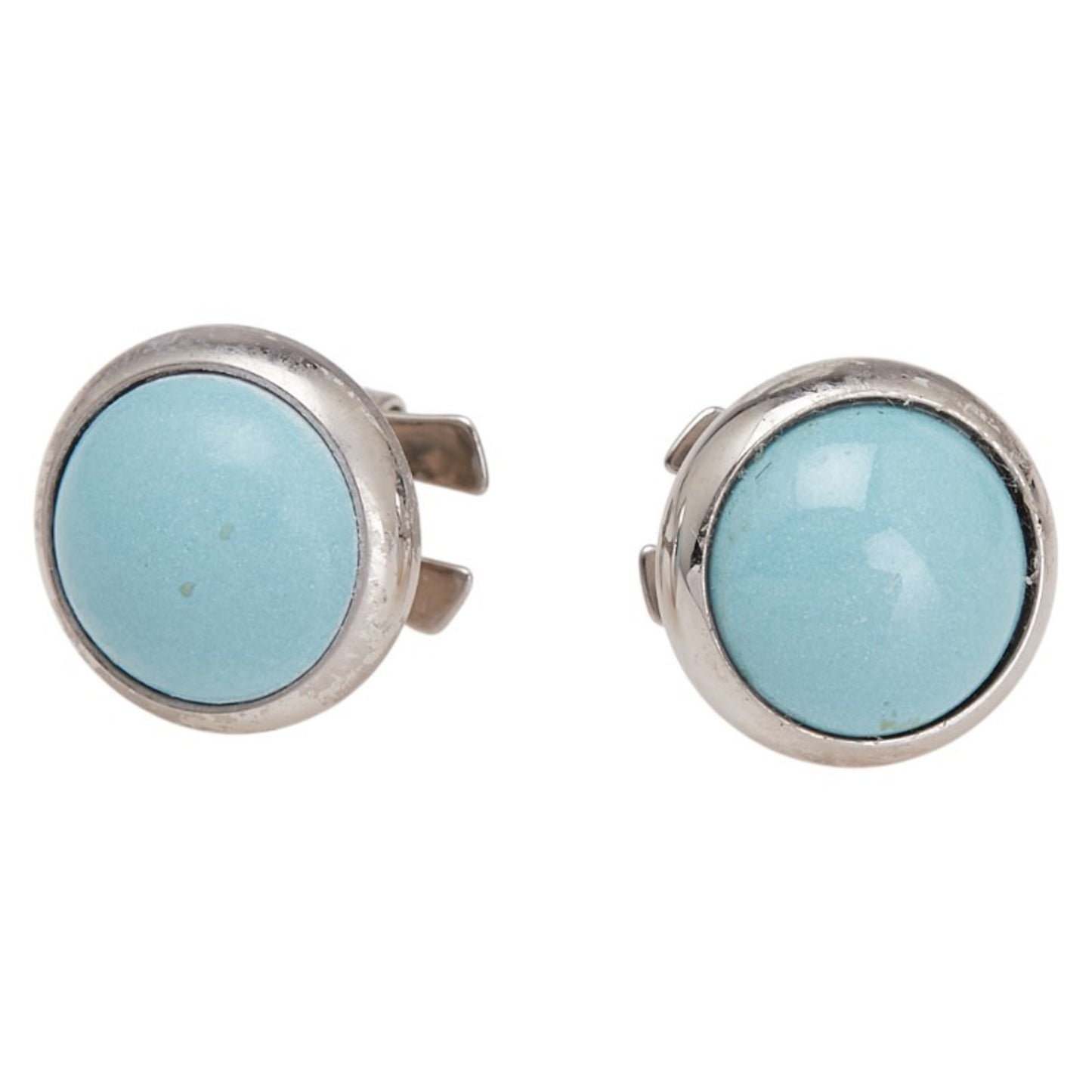 Hermes Eclipse Earrings in Silver and Light Blue Metal for Women