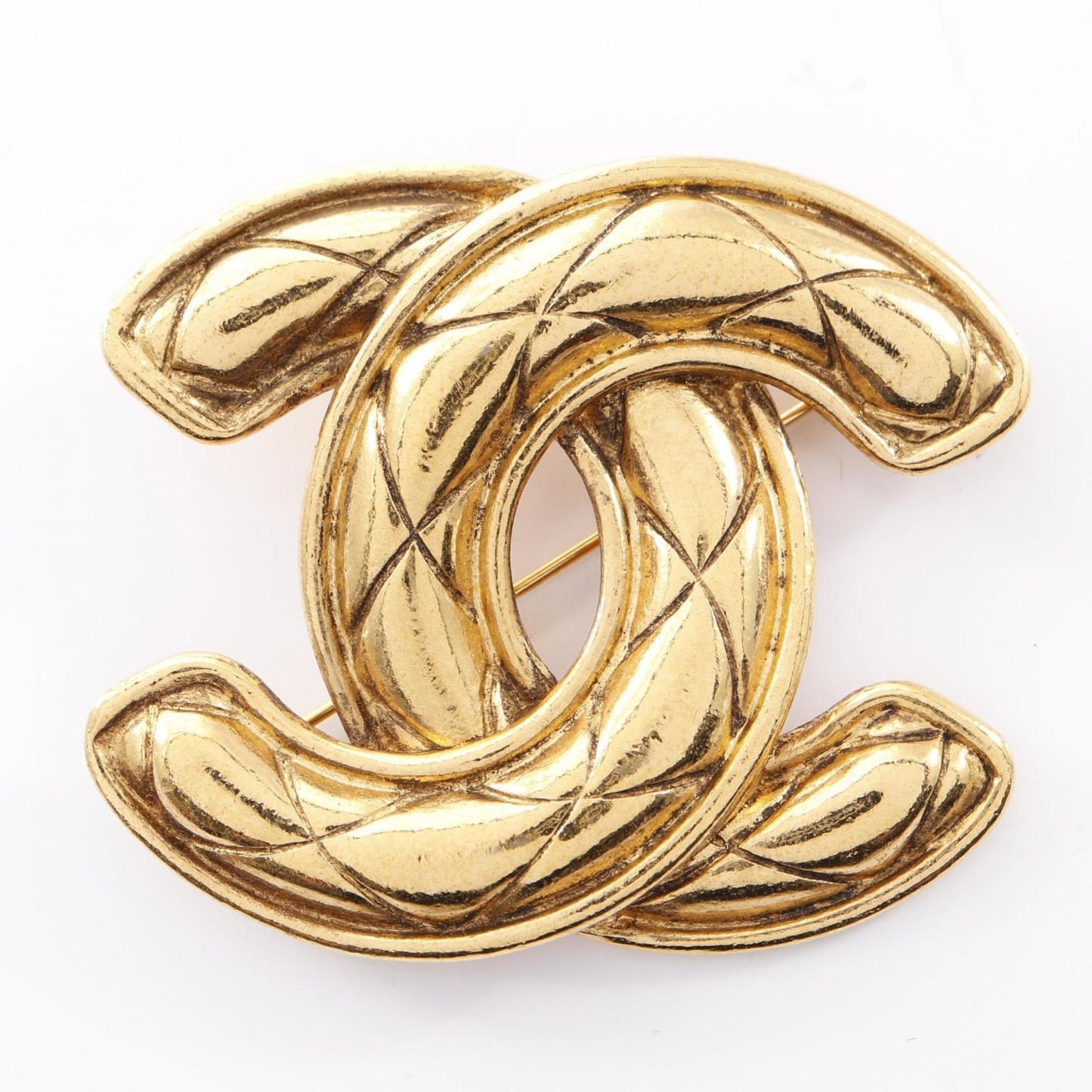 CHANEL Coco Mark Matelasse Brooch Accessory GP (Gold Plated) Women's Gold