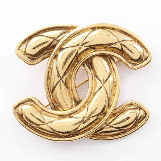 CHANEL Coco Mark Matelasse Brooch Accessory GP (Gold Plated) Women's Gold