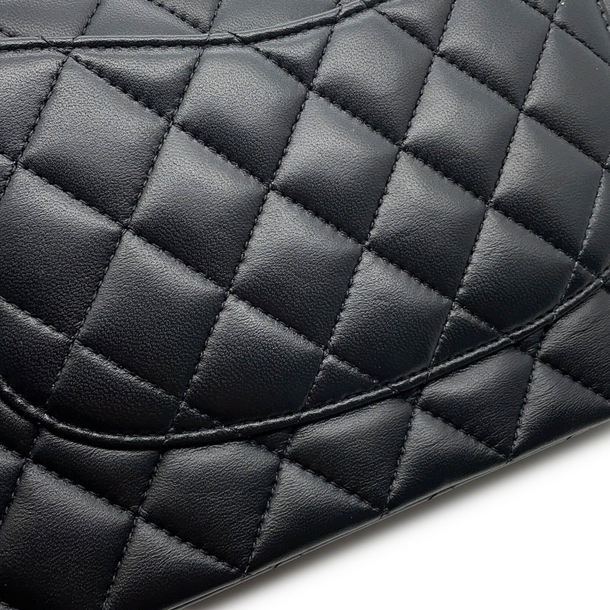 Chanel Chain Shoulder Bag Matelassé 25 Coco Mark Icon Charm Lambskin Double A01112 CHANEL Black Handbag Women's — Like New