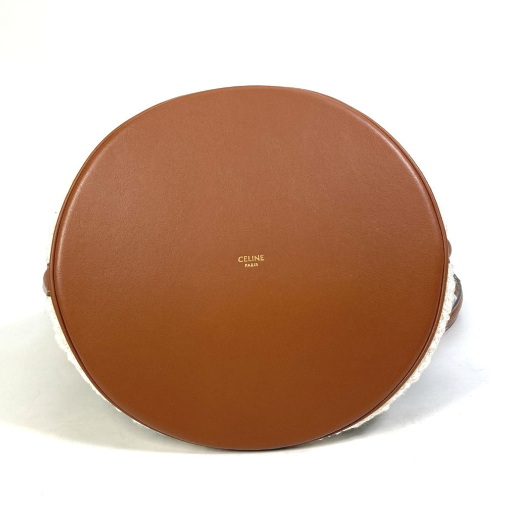 CELINE 195572ED3-15KZ border Bag 2WAY Bucket Bag Shoulder Bag Hand Bag khaki & tan — Like New
