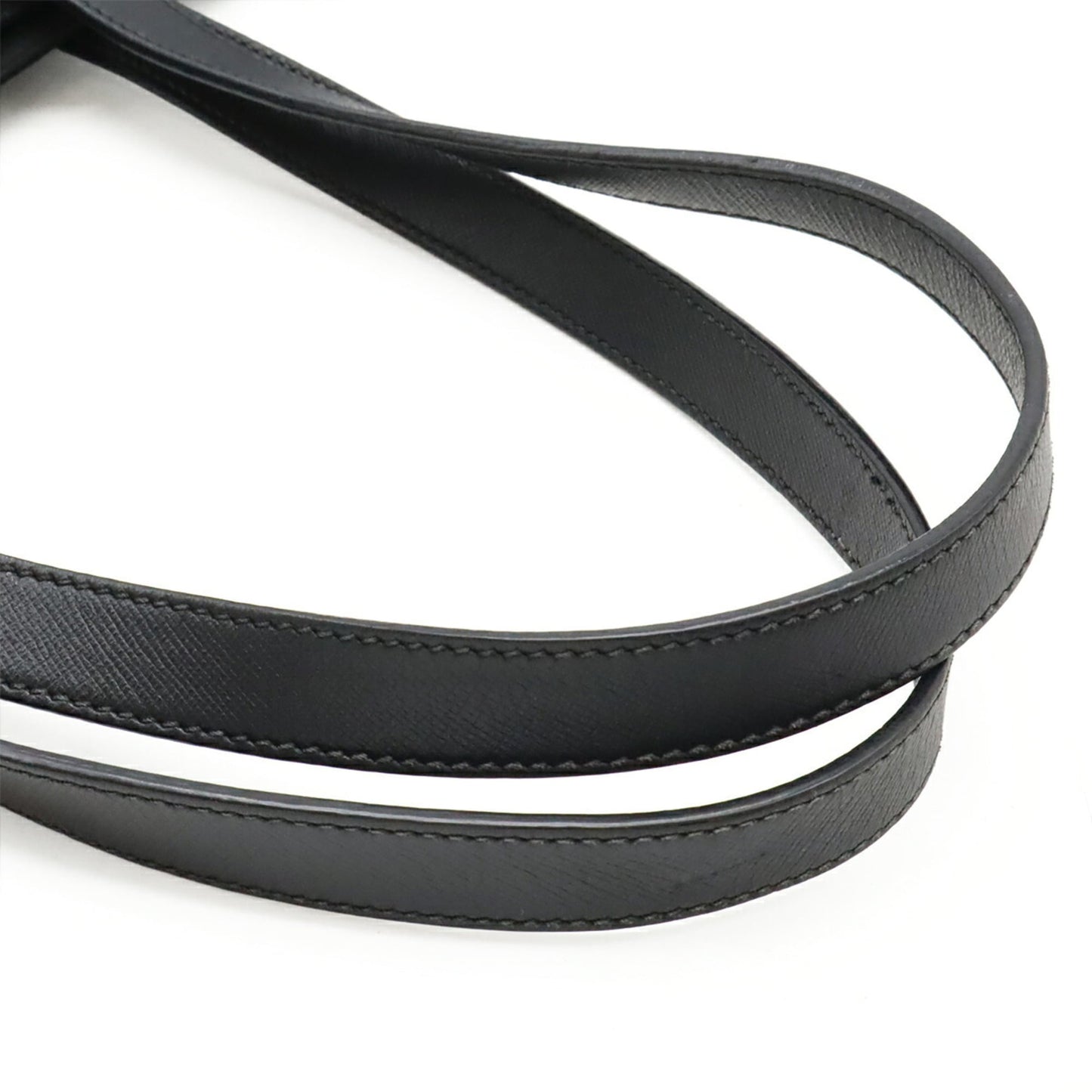 PRADA Triangle Tote Bag Shoulder Nylon Leather NERO Black 1BG842