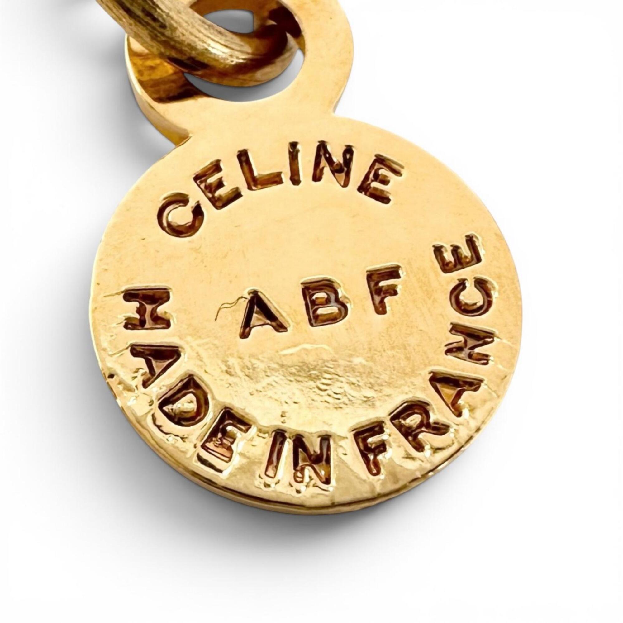 CELINE Vintage Faux Pearl Plated Circle Logo Bracelet, Gold, Made in France, Women's — Like New