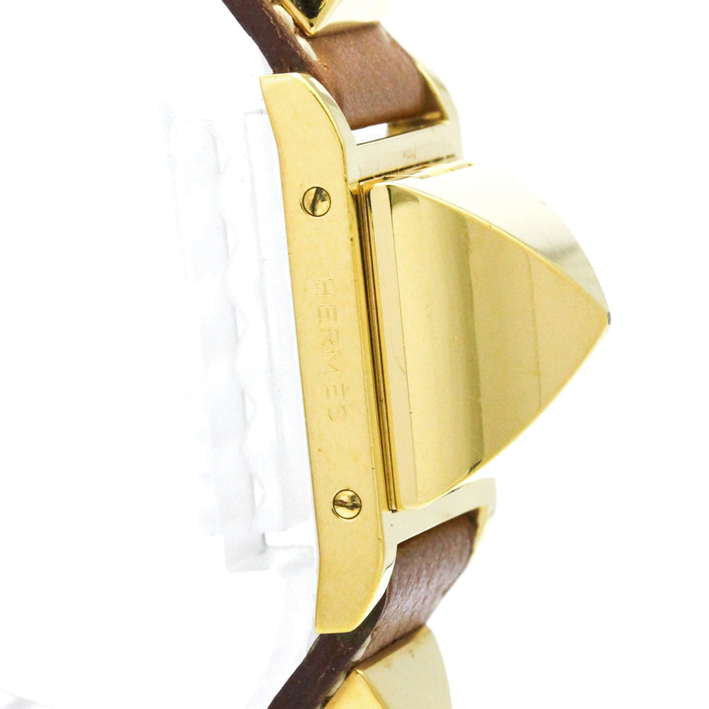 HERMES Medor Gold Plated Leather Quartz Ladies Watch — Good