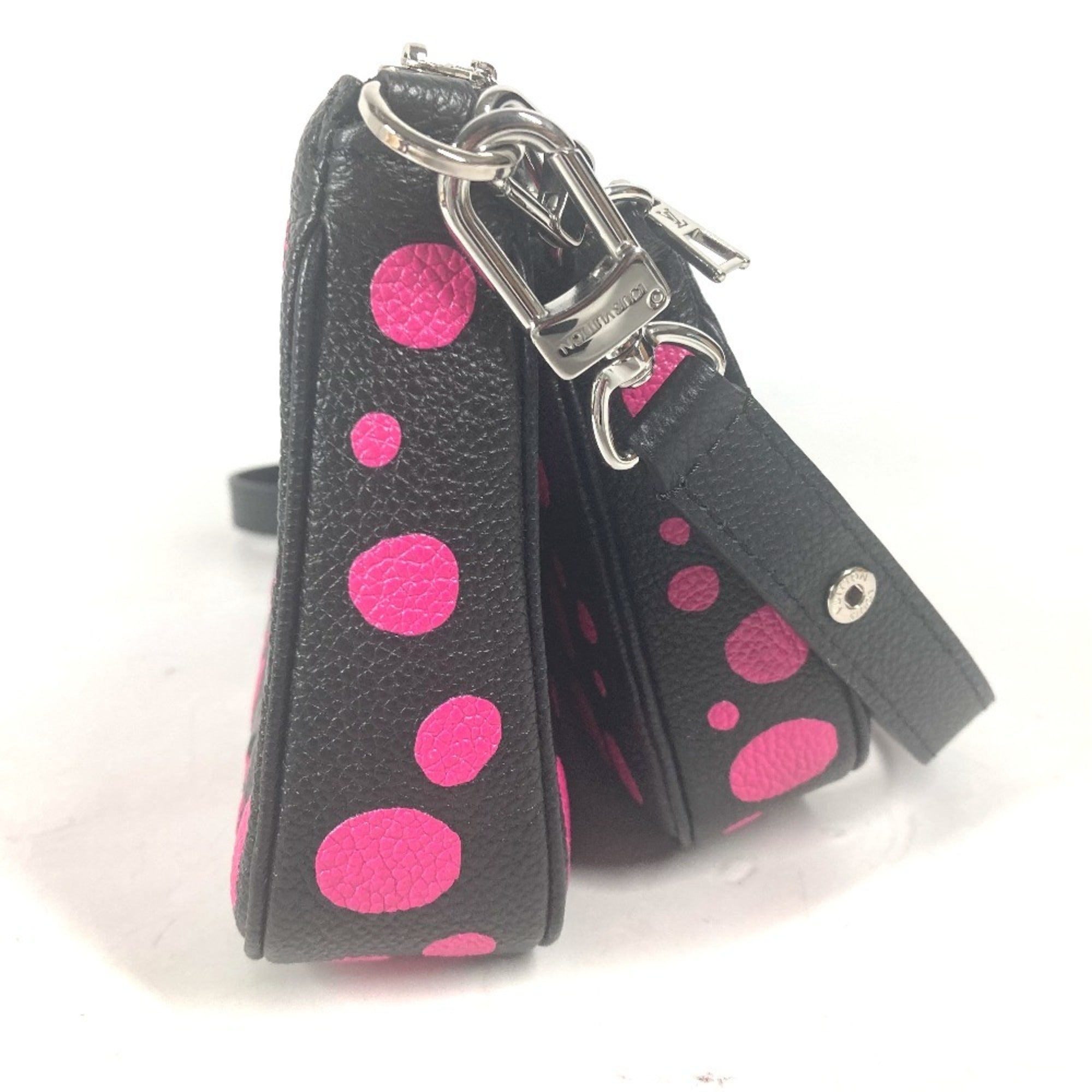 LOUIS VUITTON M46421 Monogram Empreinte Yayoi Kusama LV x YK Multi Pochette Accessoires Crossbody Bag 3WAY Chain Shoulder Leather Women's Noir Fuchsia Black — Like New