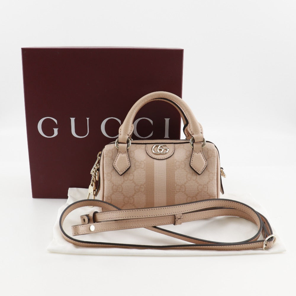 Gucci Ophidia Super Mini Handbag/Shoulder Bag (781490 FAD03 6241) in GG Supreme Canvas, Dusty Pink. Women's (S173025654) — Like New