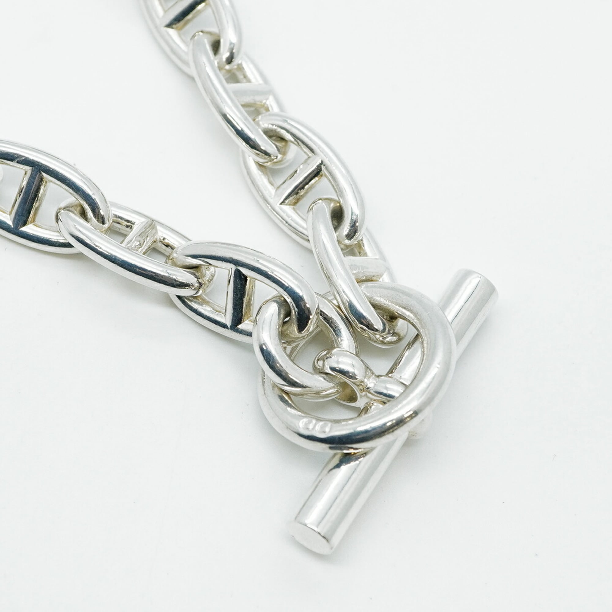 Hermes Hermès Chaine d'Ancre Necklace, GM, 29 Links, Silver 925, Men's/Women's