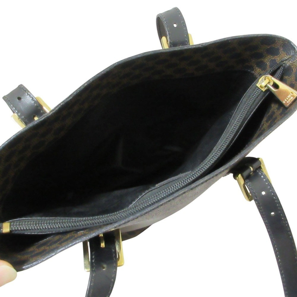 CELINE Black Macadam Bucket Tote Bag Shoulder MC98 1 Brown Women's — Like New