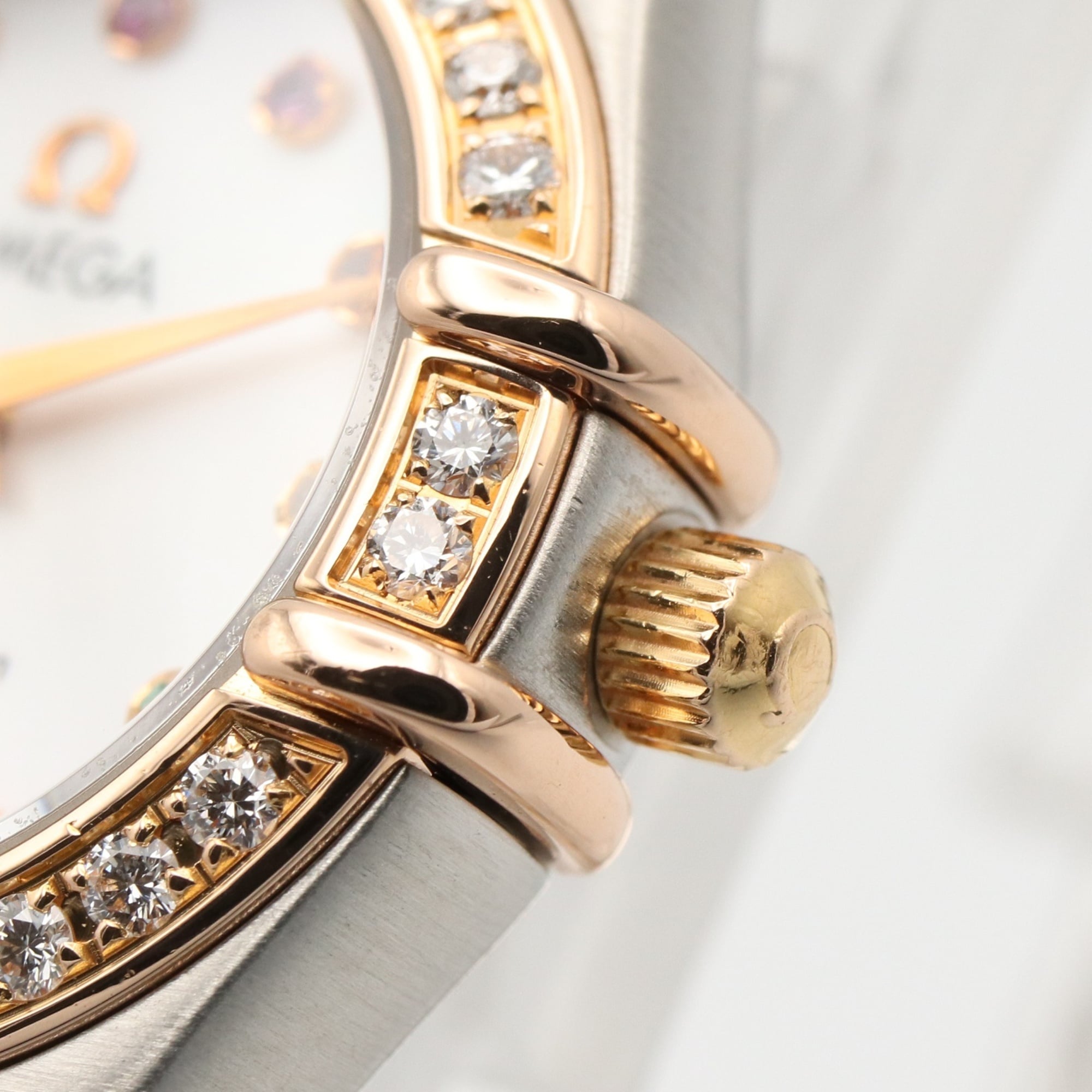 Omega Constellation Mini Iris Diamond Bezel Watch, 18K Pink Gold (PG) Stainless Steel, Diamond, Ladies', White/White Mother-of-Pearl Case, 1360.79 — Very Good