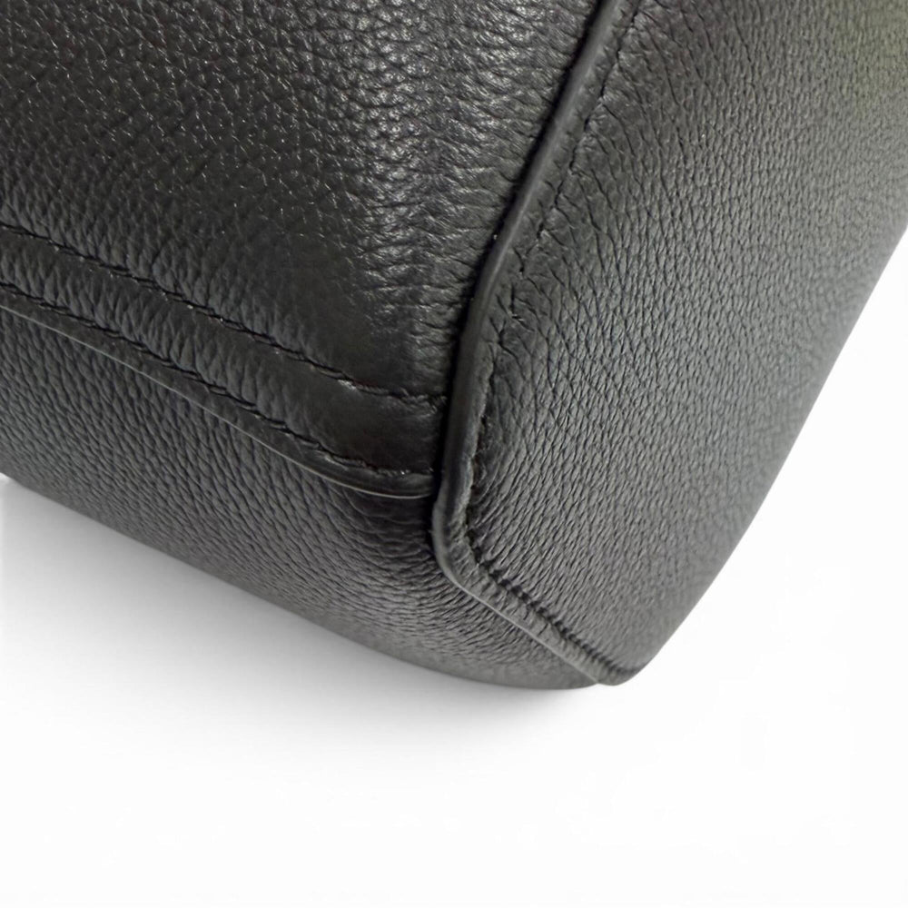 LOEWE AANBBBMX31 Pebble Bucket Bag Mini Soft Grain Calf Anagram Leather 2-Way Shoulder Black Silver Hardware Made in Spain Women's Comes with Dust — Like New