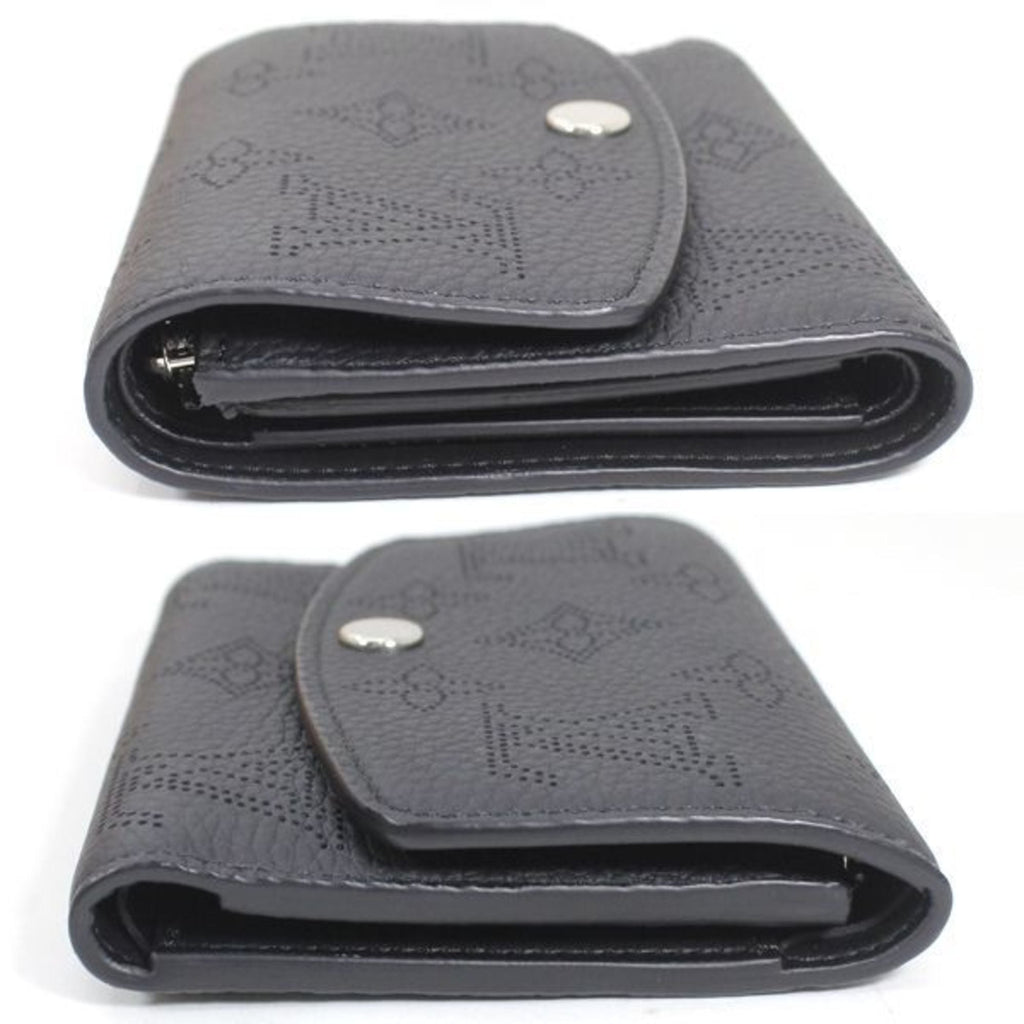 Louis Vuitton Victorine Mahina Tri-fold Wallet in Leather, M82679, Black, Women's, LOUIS VUITTON KM3169