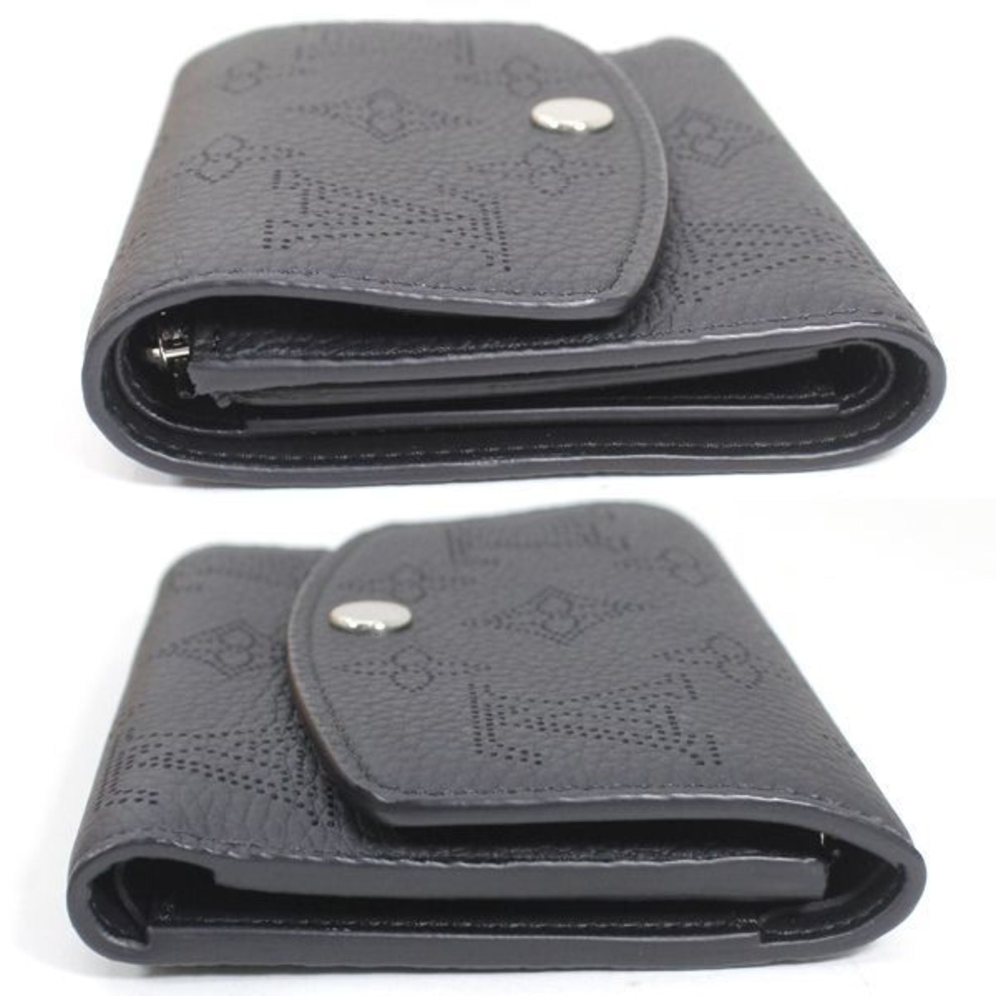 Louis Vuitton Victorine Mahina Tri-fold Wallet in Leather, M82679, Black, Women's, LOUIS VUITTON KM3169