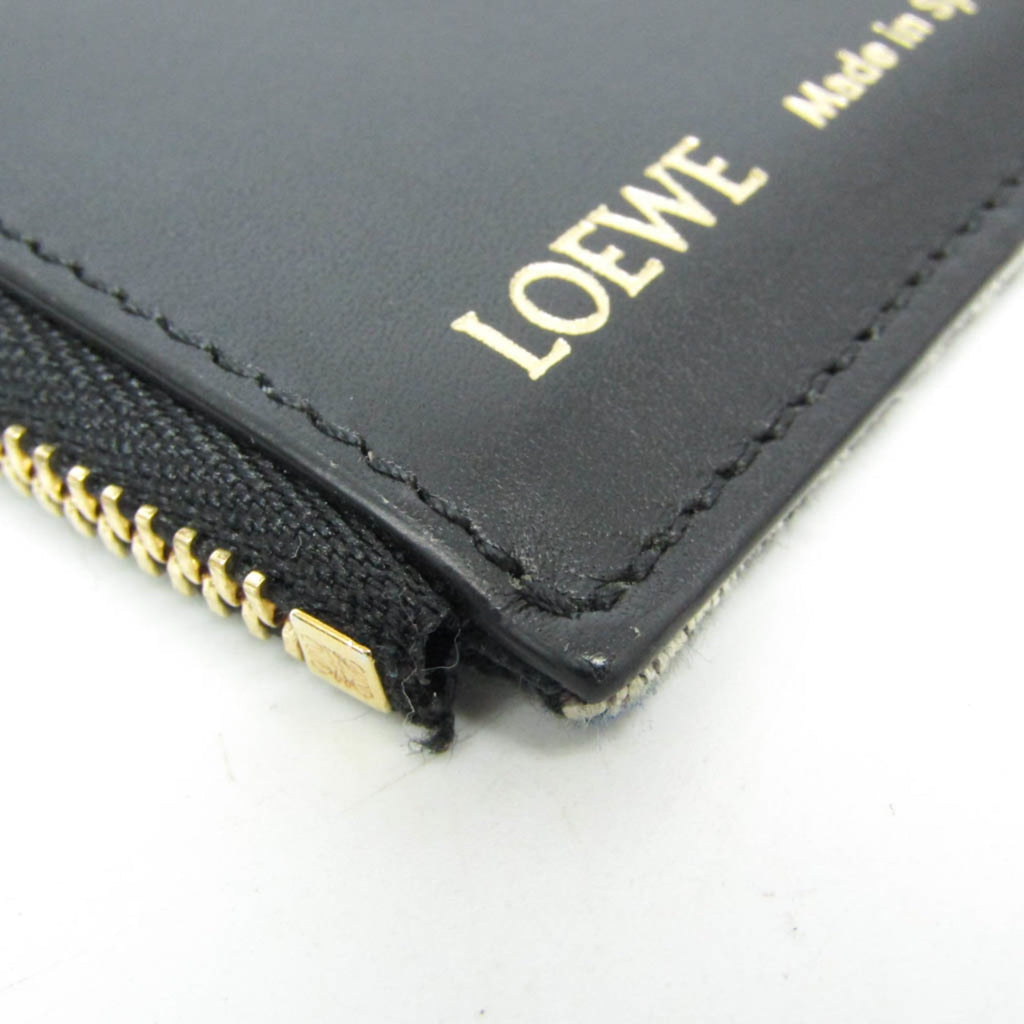 Loewe Anagram Coin Card Holder C604Z40X02 Women's Leather,Cotton Canvas Coin Purse/coin Case Black,Light Beige