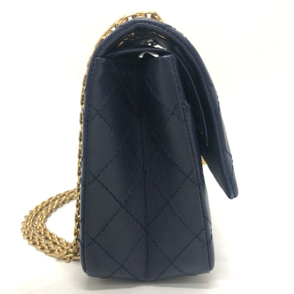 CHANEL Chanel Matelasse Double Flap 2.55 Bag Shoulder Crossbody Leather Women's Navy — Like New