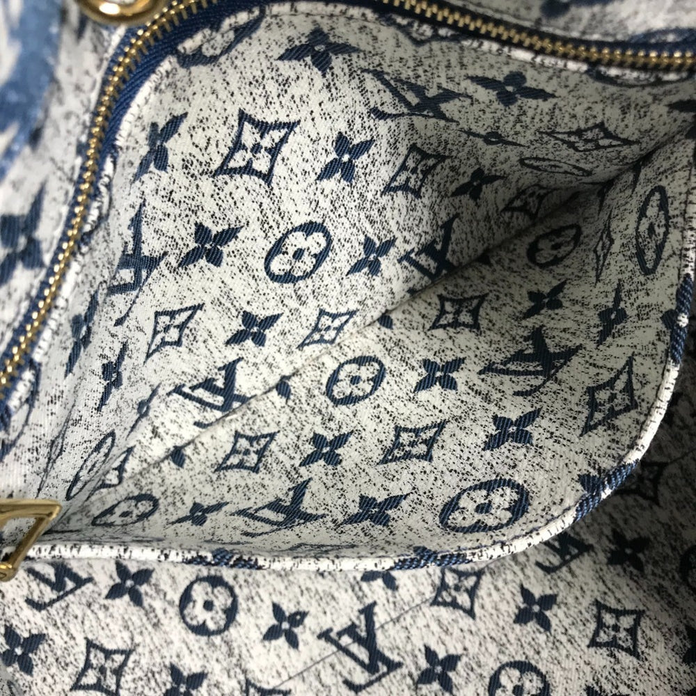LOUIS VUITTON M59608 Monogram Denim Jacquard On the Go MM Bag Tote Shoulder Canvas Leather Women's Marine Blue D-240804-17 — Like New