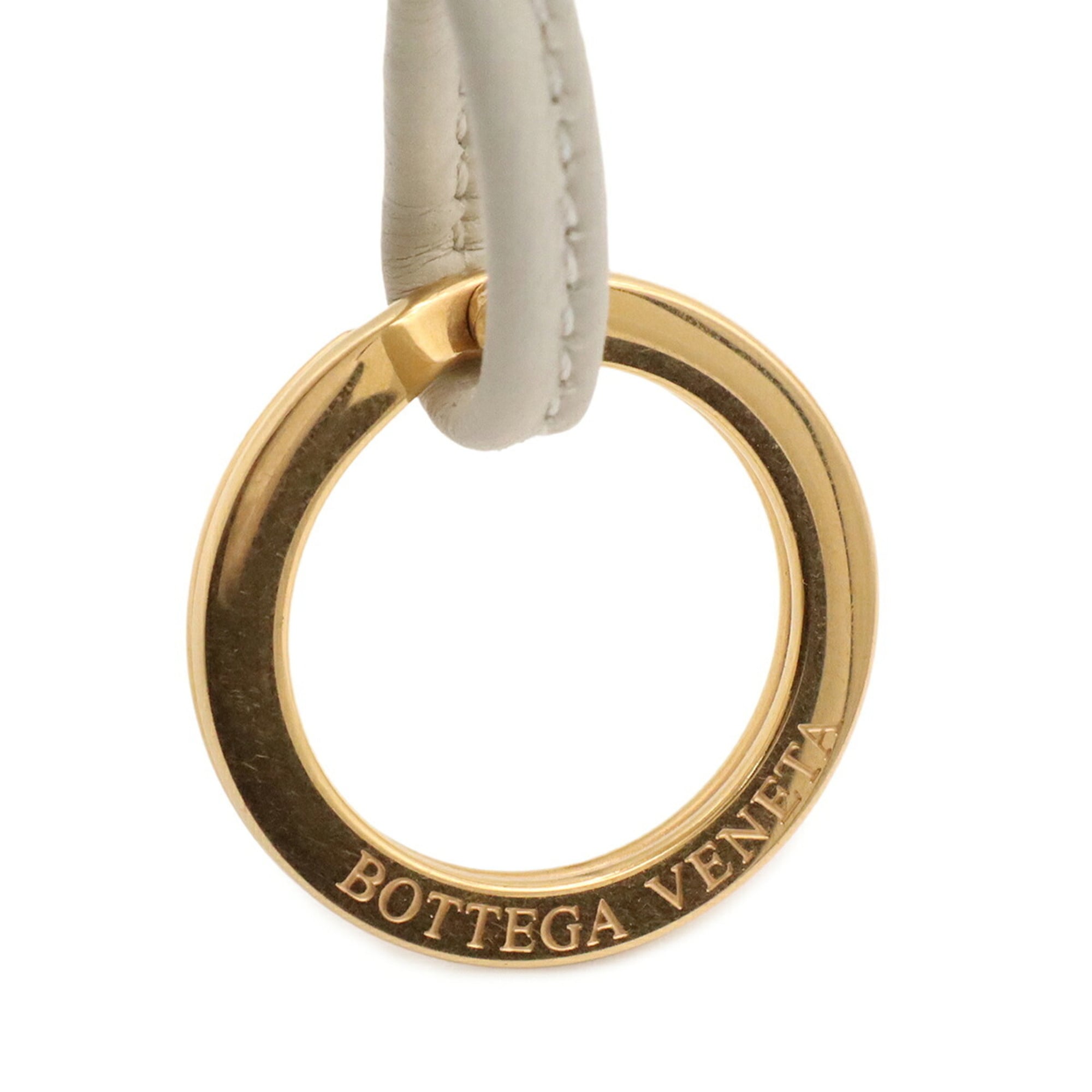 BOTTEGA VENETA Intrecciato Accessory Bag Charm Keychain Mini Pouch Leather Off-White — Like New