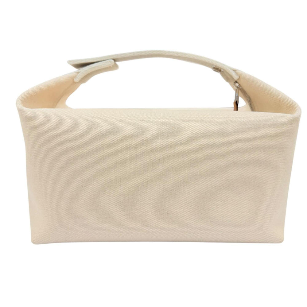 HERMES Bride à Black GM 100% Cotton Natural Silver Hardware Sellier Button Canvas Handbag Made in France Women's — Like New