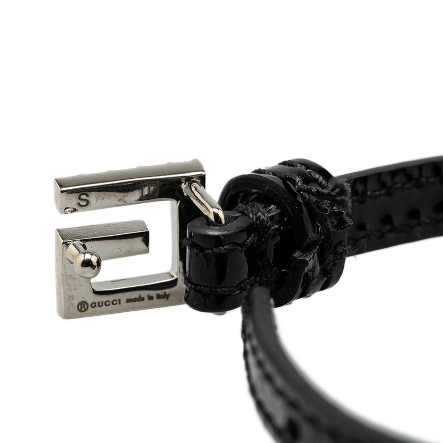 Gucci Square G Rhinestone Bracelet 623237 Black Leather Women's GUCCI