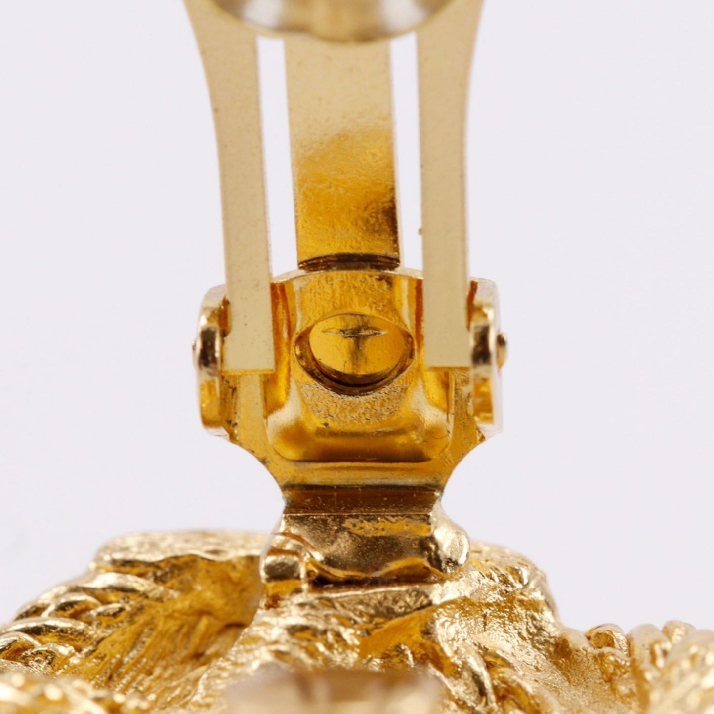 Christian Dior Earrings, Gold Plated with Rhinestones, Approx. 28.4g, Women's