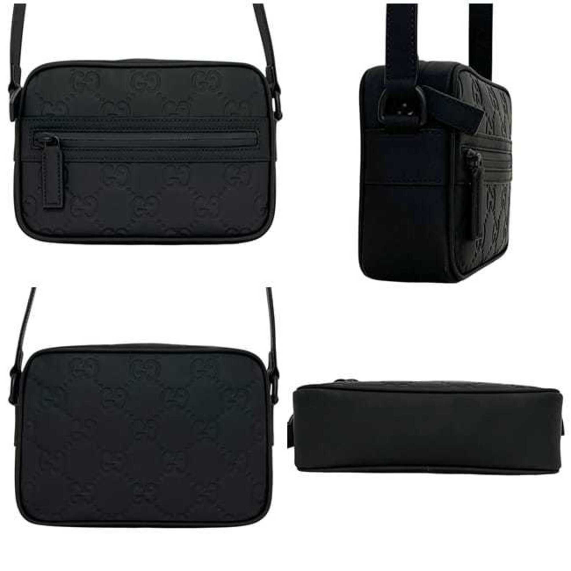 Gucci Shoulder Bag, Black GG 771321, Unused, Crossbody, Rubber Effect, 0416 GUCCI — Like New