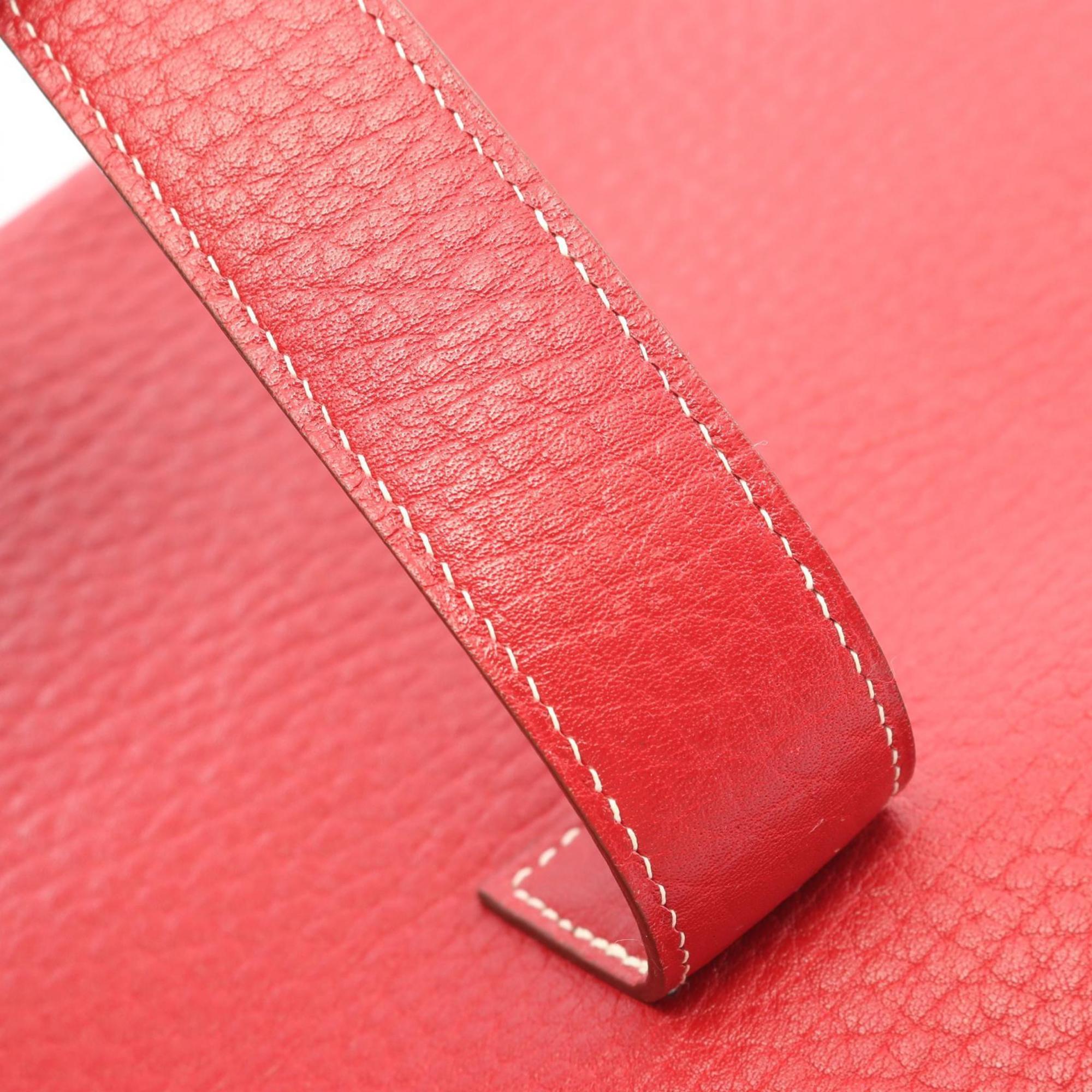 Hermes Hermès Jige PM Second Bag/Clutch Bag, Leather Fjord, Women's, Red