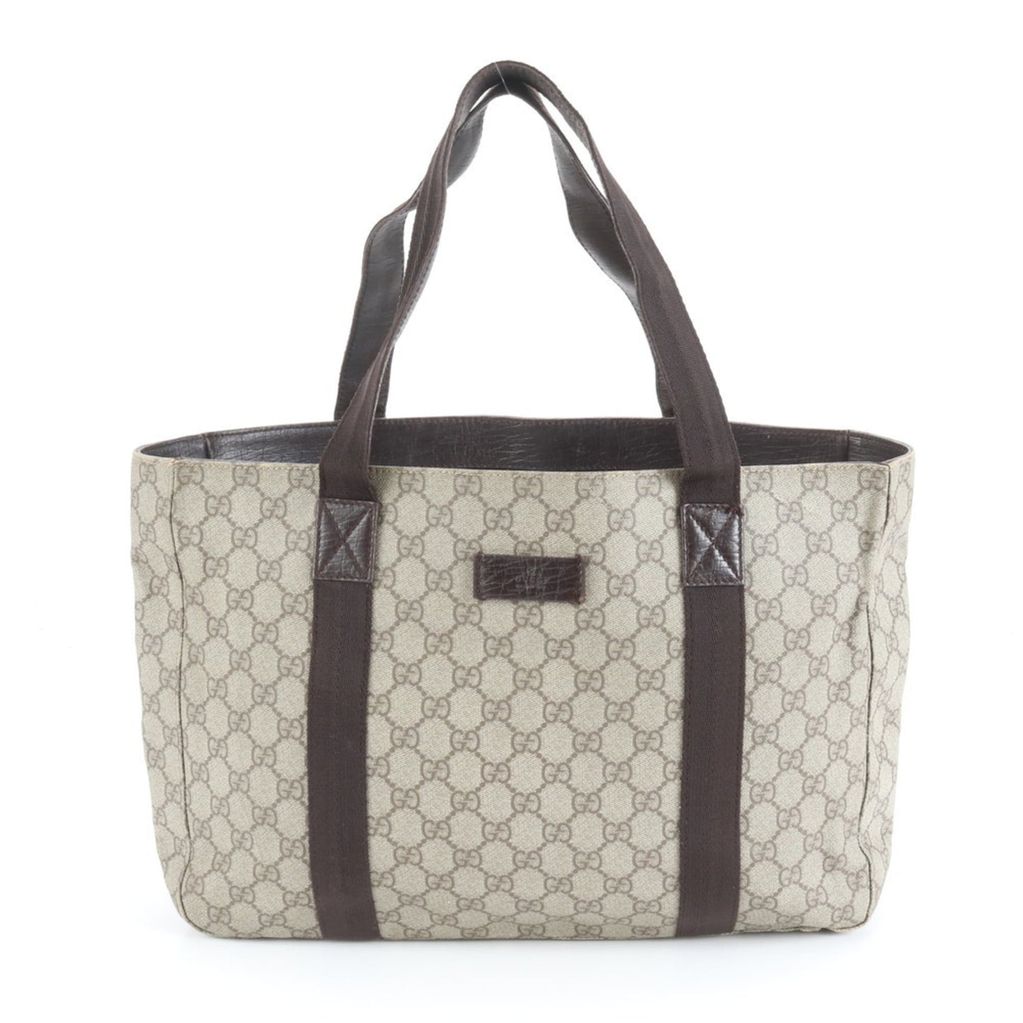 Gucci GG Supreme 141624 Leather Tote Bag, Shoulder Brown, Men's