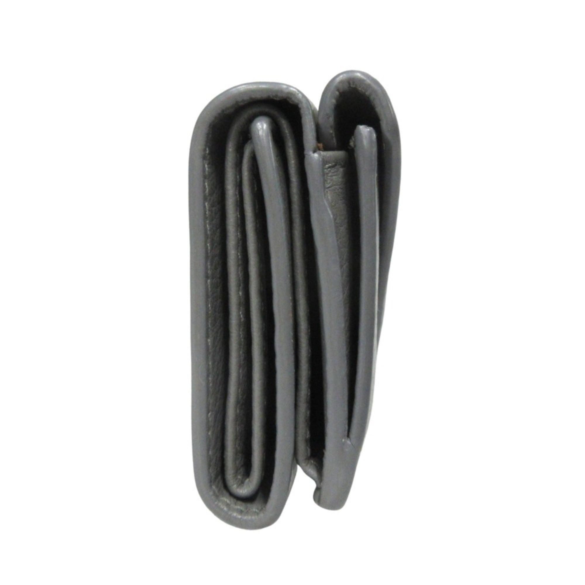 BALENCIAGA Paper Mini Wallet Case, Tri-fold Leather with Logo Print, Gray, 391446, for Men and Women