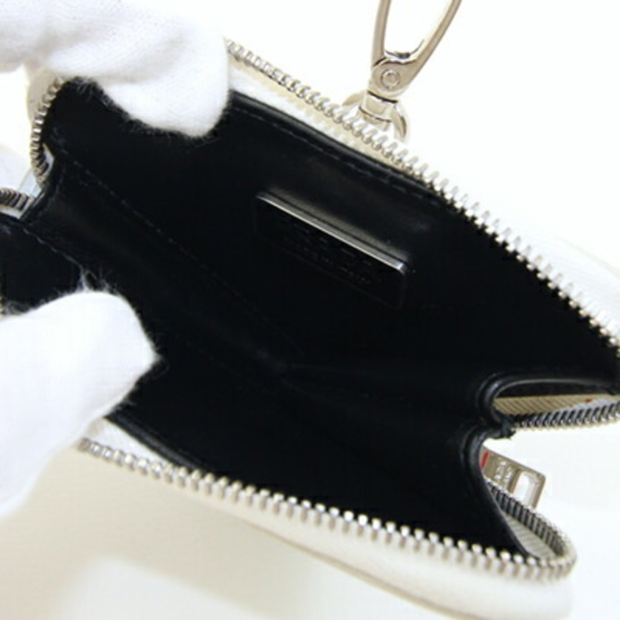 Prada Pouch 1TL433 White Leather Bag Charm Triangle Coin Case Women's PRADA