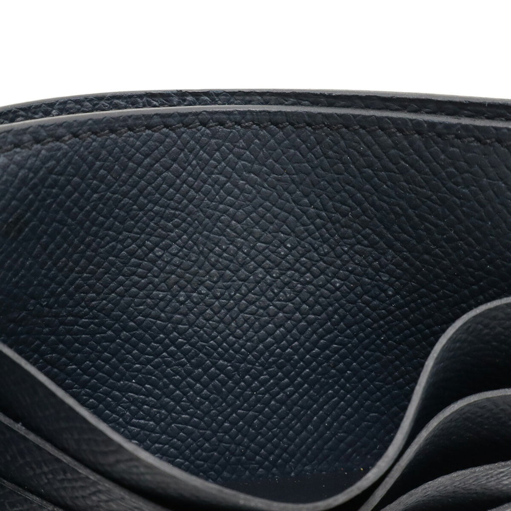 HERMES MC2 Copernicus Bi-fold Wallet in Evercolor Leather, Two-Tone Macassar Brown and Navy, D Stamp