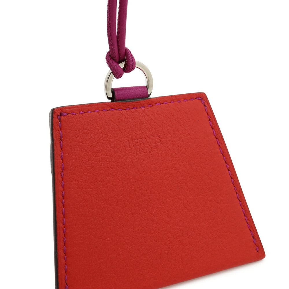 HERMES Mon Petit Kelly Necklace Pendant, Veau Swift Leather Cord, Purple/Red — Like New