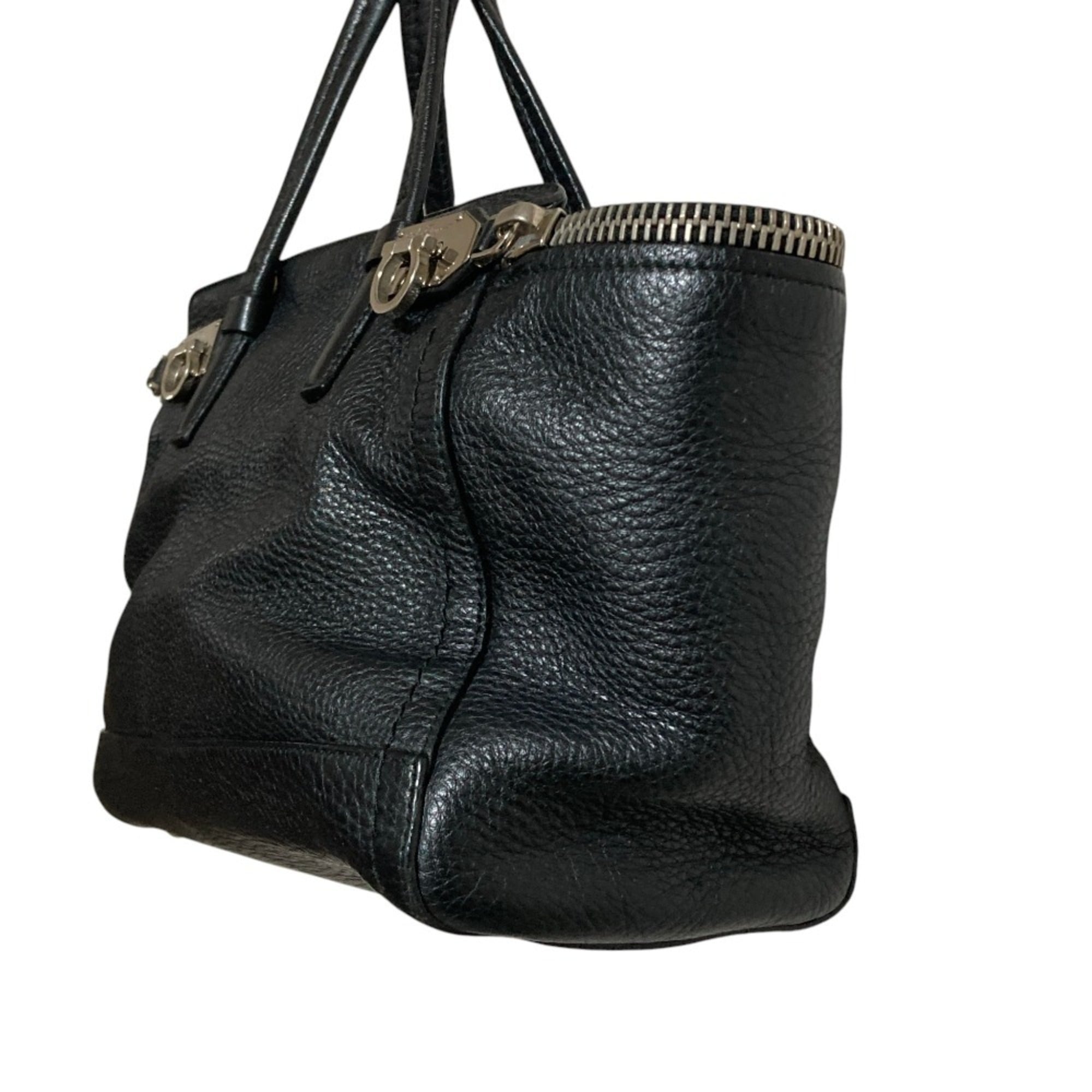 Salvatore Ferragamo Leather Gancini Handbag EZ-21 E424 Black Women's — Like New