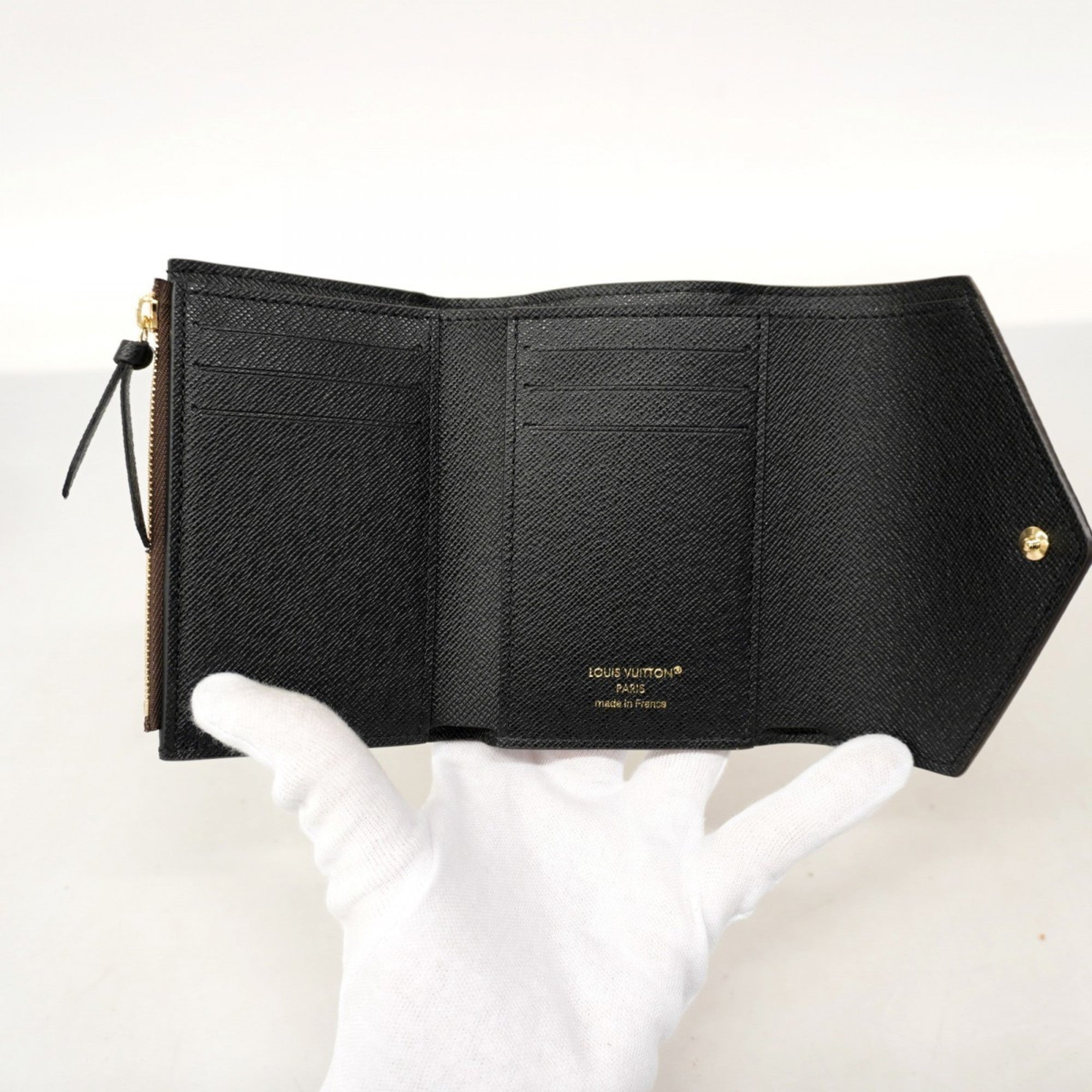 Louis Vuitton Monogram Reverse Portefeuille Victorine Tri-fold Wallet M81557 Brown Women's