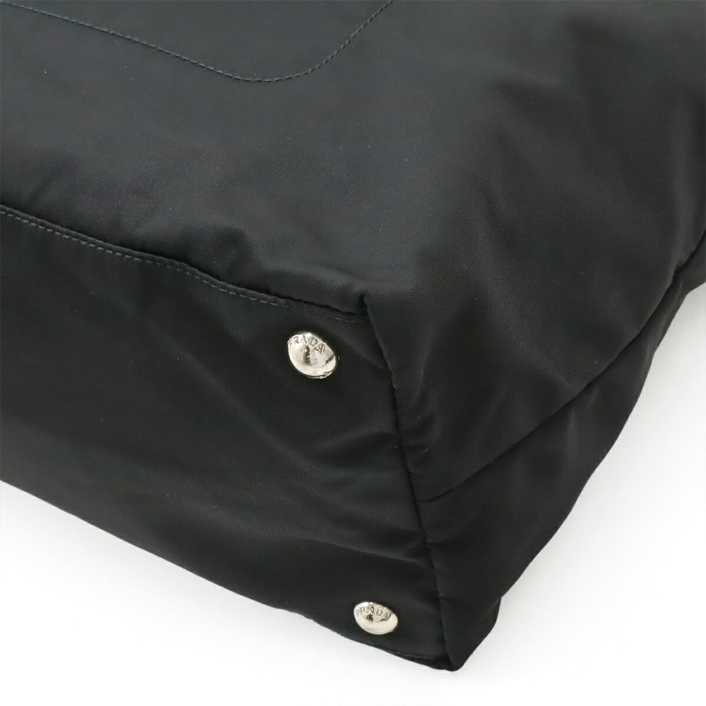 PRADA Triangle Tote Bag Shoulder Nylon Leather NERO Black 1BG842