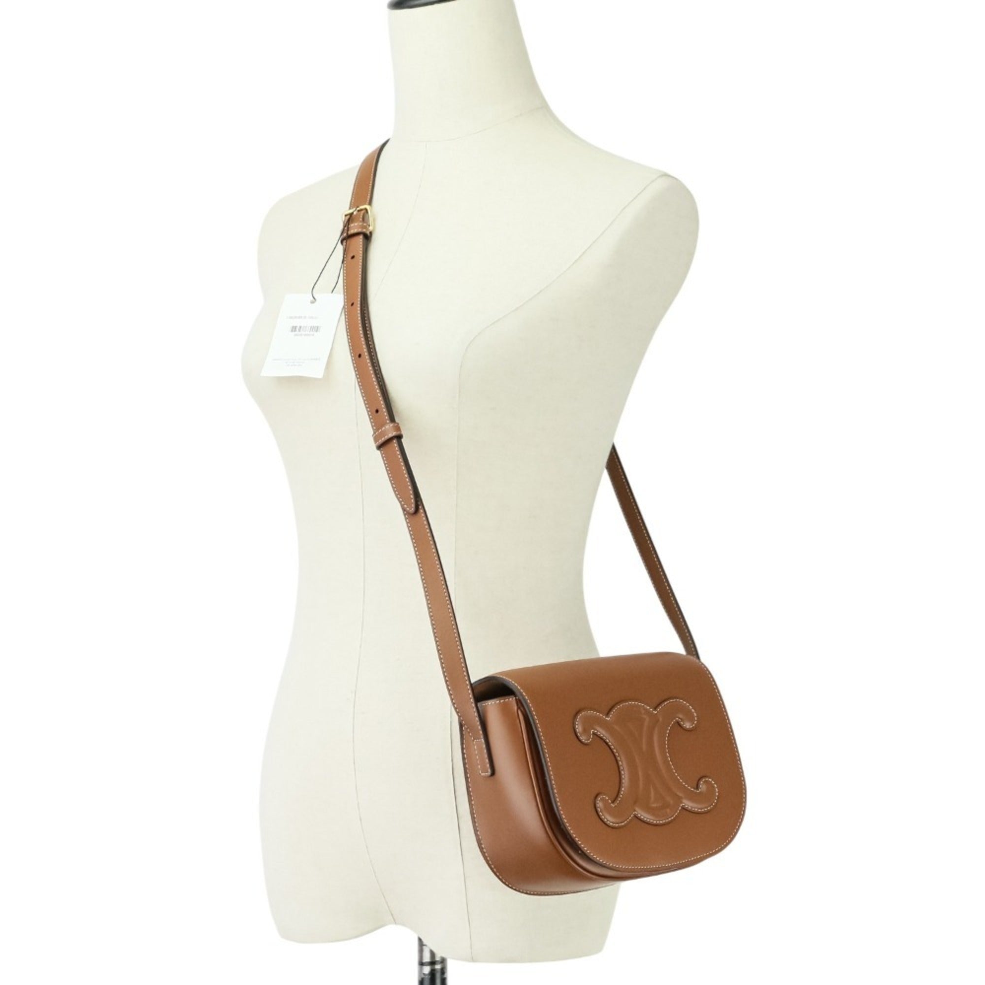 CELINE Folco Cuir Triomphe Shoulder Bag, Brown, Women's, Luxs, Pre-owned Brands — Like New