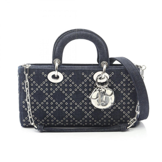 Christian Dior Dior Lady D-Joy Medium Handbag, Denim, Women's, Navy