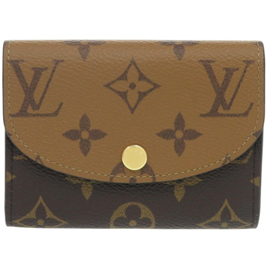 Like new Louis Vuitton Porte Monnaie Rosary Monogram Reverse M82333 Canvas Brown Wallet/Coin Case LV 0201 LOUIS VUITTON