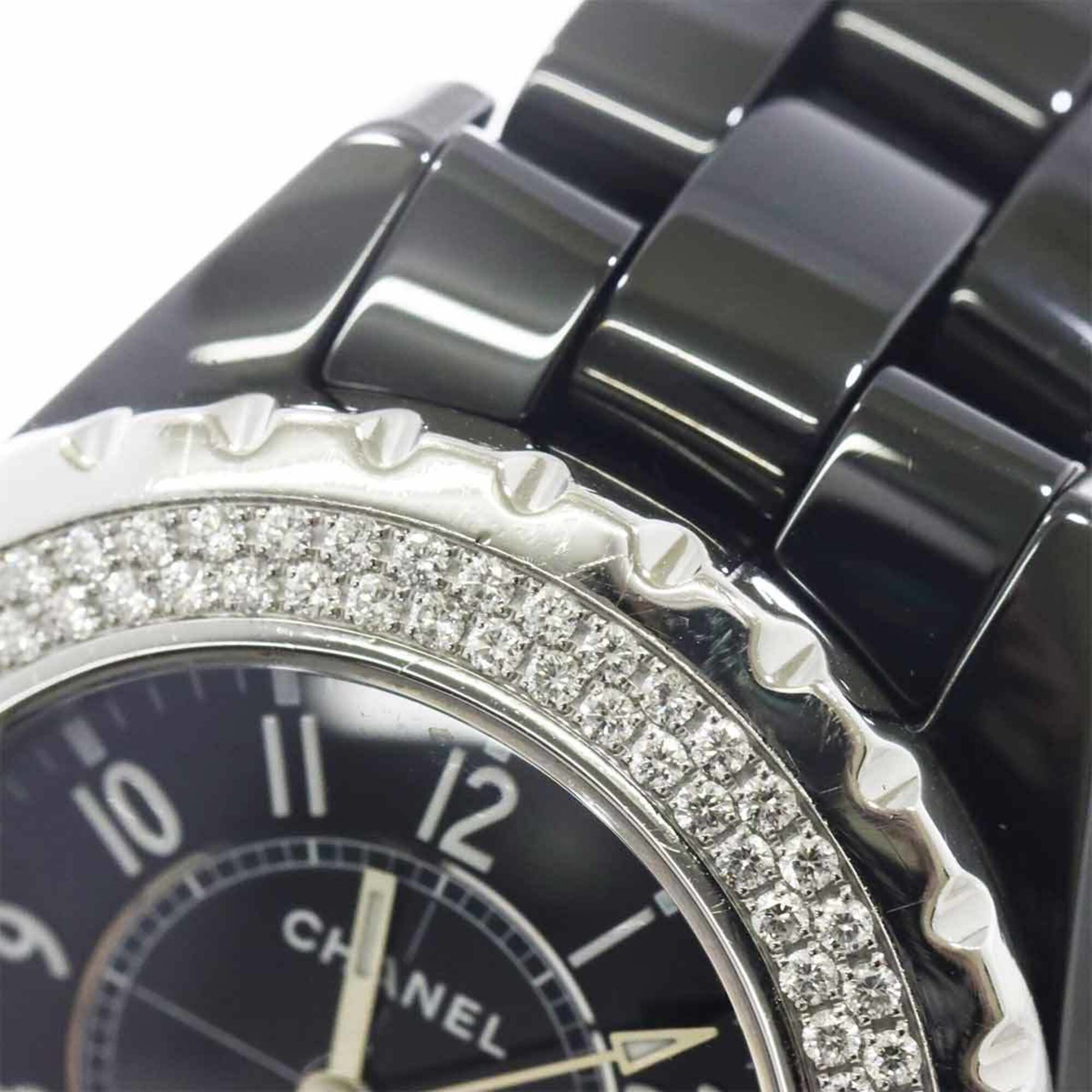 Chanel J12 33mm H0949 Genuine Diamond Bezel Ladies' Watch Black Ceramic Date Quartz — Very Good