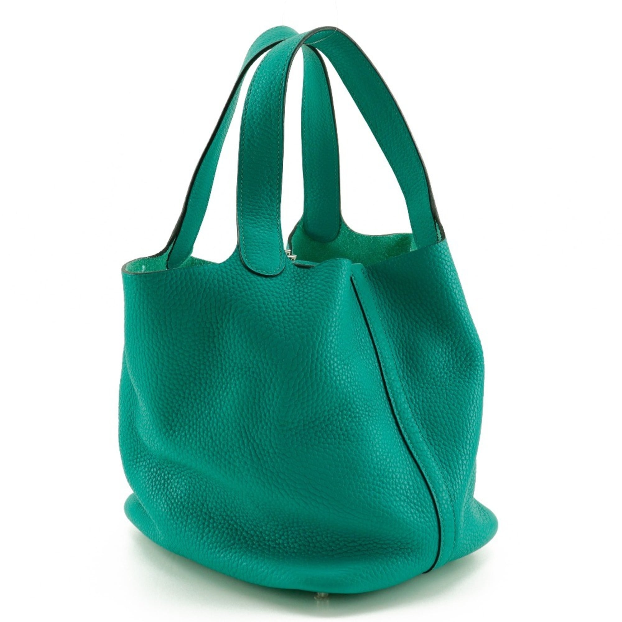 Hermes HERMES Picotin Lock MM Handbag Taurillon Clemence 2016 Green x Belt Clasp LockMM Women's