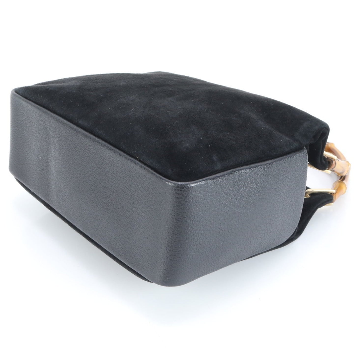 Gucci Bamboo 000 3444 Leather Handbag Black Tote Women's