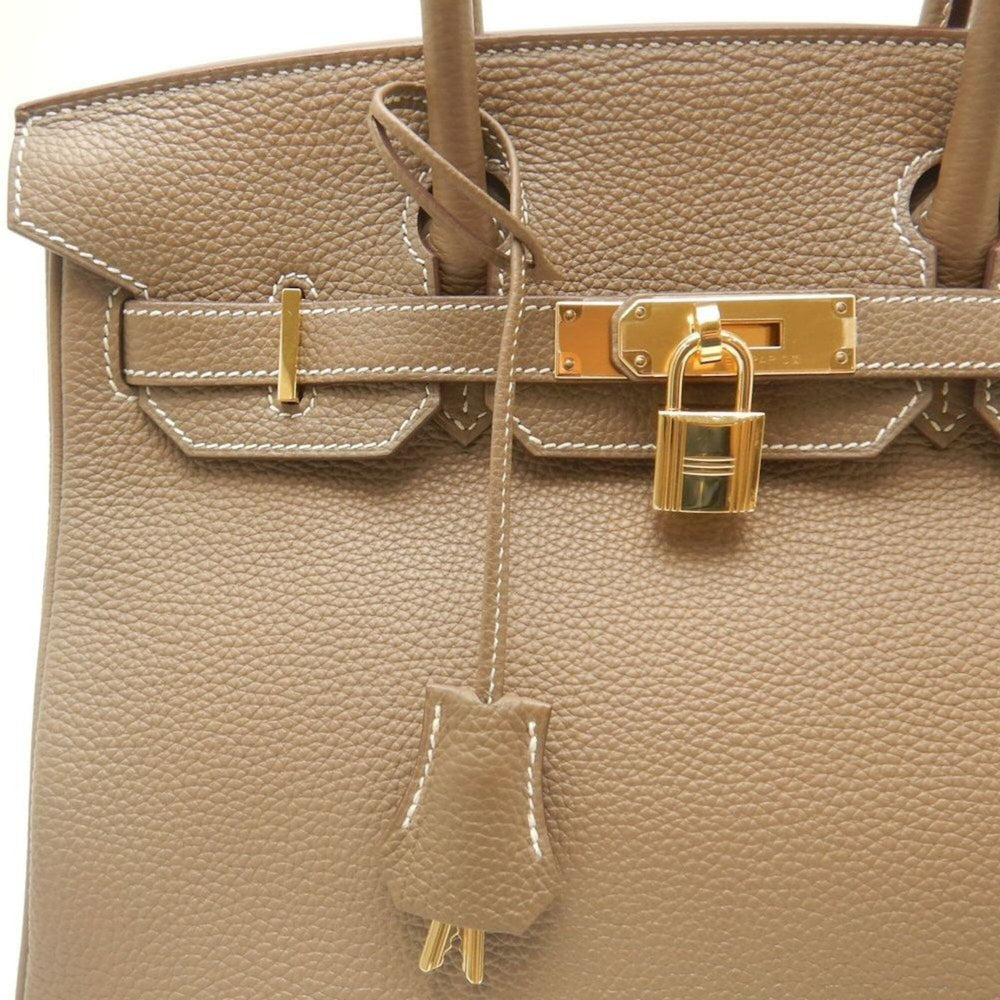 HERMES Birkin 30 Handbag, Togo Leather, Etoupe, Women's, 254088 — Like New